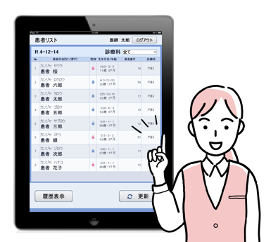 「タブレット端末」で問診票入力も簡単。